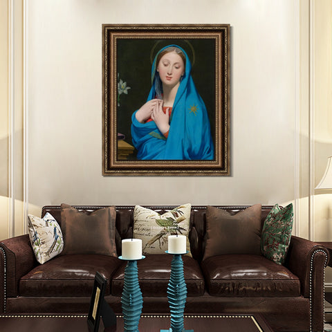 INVIN ART Framed Canvas Art Giclee Print Virgin of The Adoption by Jean Auguste Dominique Ingres Wall Art Living Room Home Office Decorations