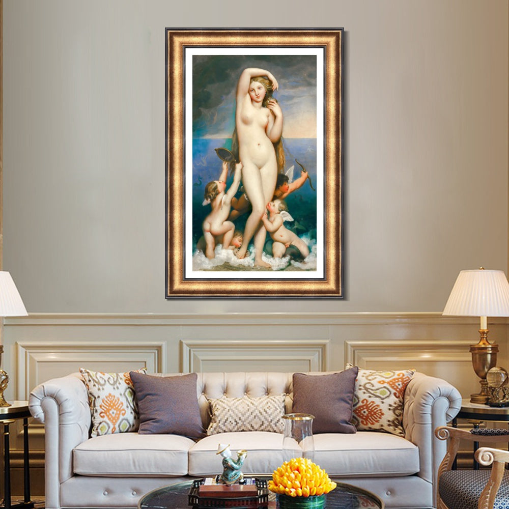 INVIN ART Framed Canvas Art Giclee Print Venus Anadyomene by Jean Auguste Dominique Ingres Wall Art