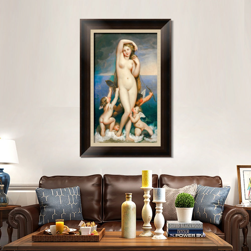 INVIN ART Framed Canvas Art Giclee Print Venus Anadyomene by Jean Auguste Dominique Ingres Wall Art
