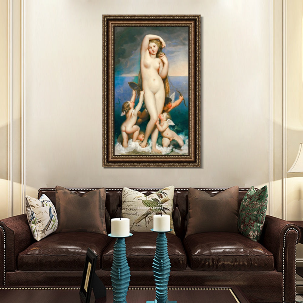 INVIN ART Framed Canvas Art Giclee Print Venus Anadyomene by Jean Auguste Dominique Ingres Wall Art