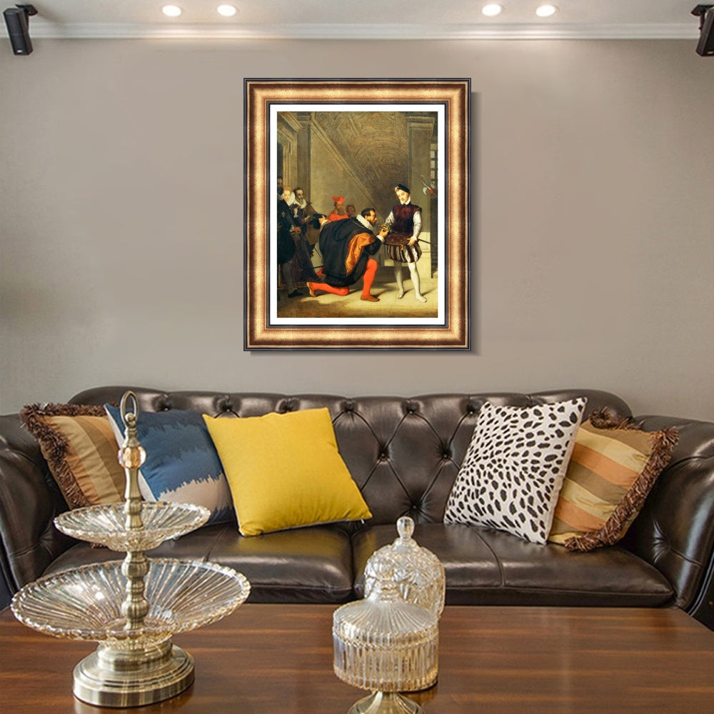 INVIN ART Framed Canvas Art Giclee Print Don Pedro de Toledo kissing the Sword of Henri IV in 1832 by Jean Auguste Dominique Ingres Wall Art