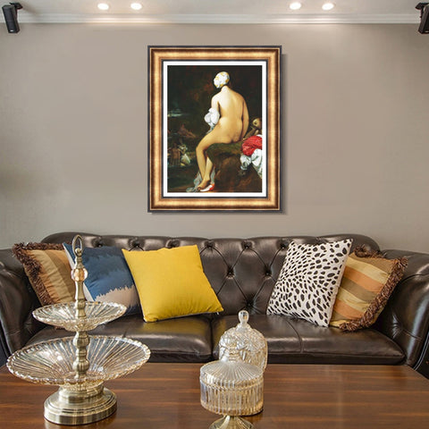 INVIN ART Framed Canvas Art Giclee Print La Grande Baigneuse by Jean Auguste Dominique Ingres Wall Art Living Room Home Office Decorations