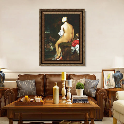 INVIN ART Framed Canvas Art Giclee Print La Grande Baigneuse by Jean Auguste Dominique Ingres Wall Art Living Room Home Office Decorations