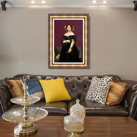 INVIN ART Framed Canvas Art Giclee Print Madame Moitessier, 1851 by Jean Auguste Dominique Ingres Wall Art Living Room Home Office Decorations