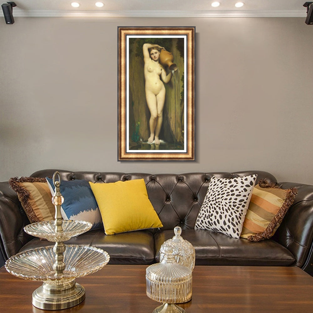 INVIN ART Framed Canvas Art Giclee Print The Source by Jean Auguste Dominique Ingres Wall Art