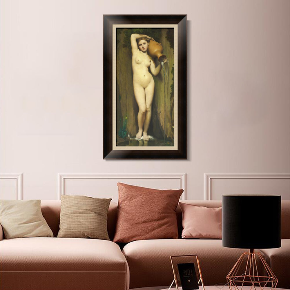 INVIN ART Framed Canvas Art Giclee Print The Source by Jean Auguste Dominique Ingres Wall Art