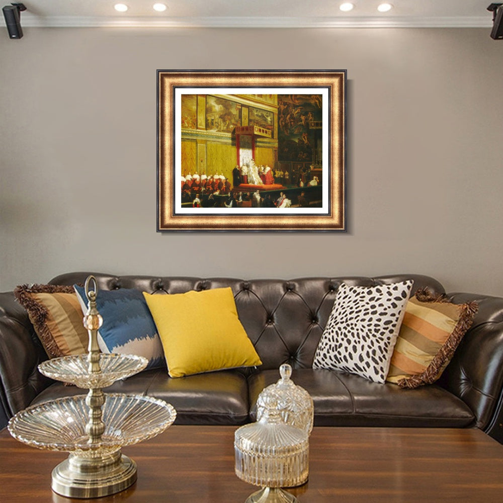 INVIN ART Framed Canvas Art Giclee Print Pope Pius VII in the Sistine Chapel by Jean Auguste Dominique Ingres Wall Art