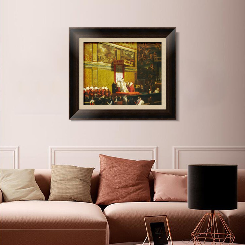 INVIN ART Framed Canvas Art Giclee Print Pope Pius VII in the Sistine Chapel by Jean Auguste Dominique Ingres Wall Art