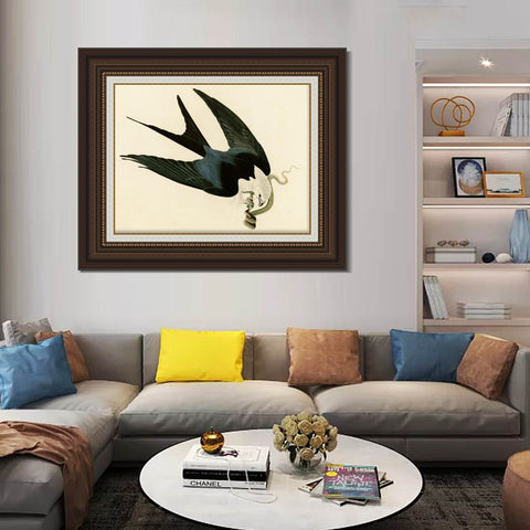 INVIN ART Framed Canvas Art Giclee Print Swallow Tailed Hawk by John James Audubon Living Room Home Office Wall Art Decorations
