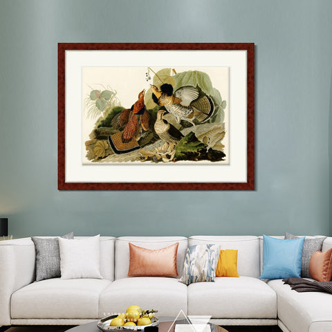 INVIN ART Framed Canvas Art Giclee Print Ruffed Grouse by John James Audubon Living Room Home Office Wall Art Decorations