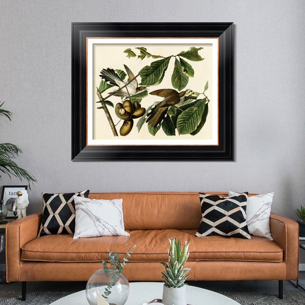 INVIN ART Framed Canvas Art Giclee Print Yellow Billed Cuckoo by John James Audubon  Home Office Wall Art Decorations