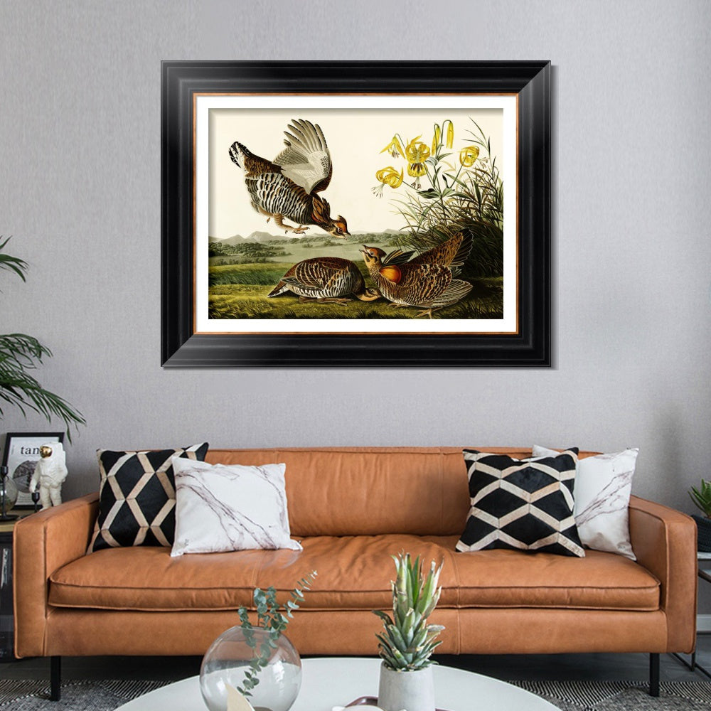 INVIN ART Framed Canvas Art Giclee Print Pinnated Grous by John James Audubon  Home Office Wall Art Decorations