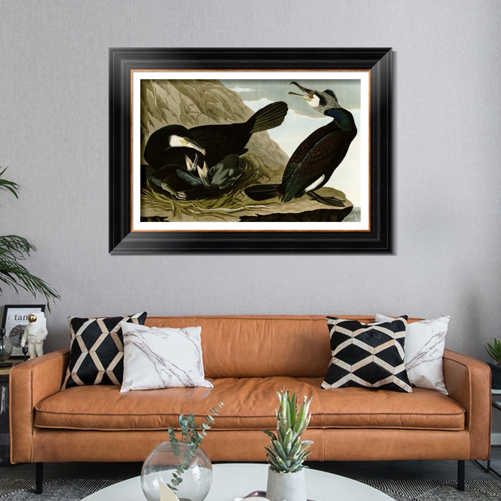 INVIN ART Framed Canvas Art Giclee Print Common Cormorant by John James Audubon  Home Office Wall Art Decorations