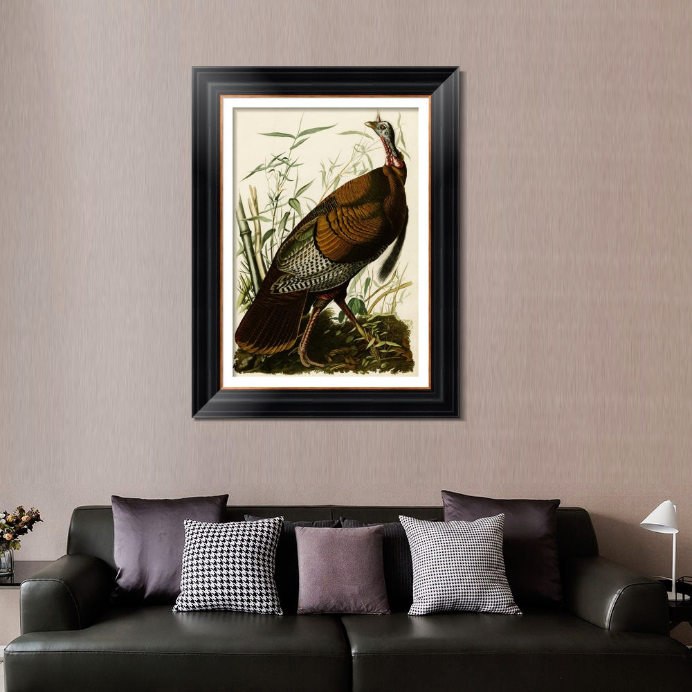 INVIN ART Framed Canvas Art Giclee Print Wild Turkey by John James Audubon  Home Office Wall Art Decorations