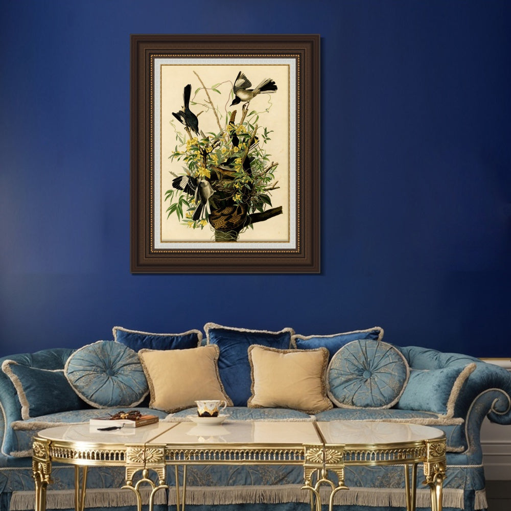 INVIN ART Framed Canvas Art Giclee Print Mocking Bird by John James Audubon Living Room Home Office Wall Art Decorations