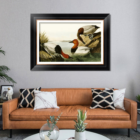 INVIN ART Framed Canvas Art Giclee Print Backed Duck by John James Audubon Living Room Home Office Wall Art Decorations