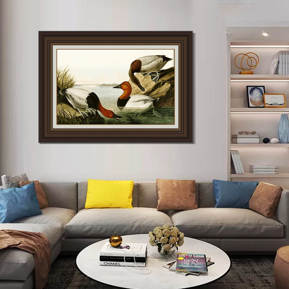 INVIN ART Framed Canvas Art Giclee Print Backed Duck by John James Audubon  Home Office Wall Art Decorations