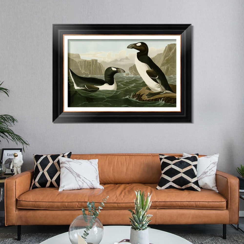 INVIN ART Framed Canvas Art Giclee Print Great Auk by John James Audubon  Home Office Wall Art Decorations