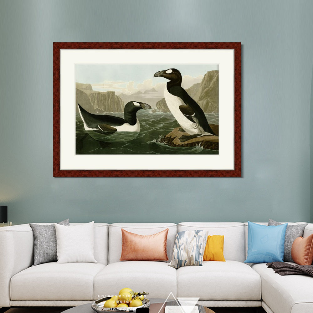 INVIN ART Framed Canvas Art Giclee Print Great Auk by John James Audubon  Home Office Wall Art Decorations
