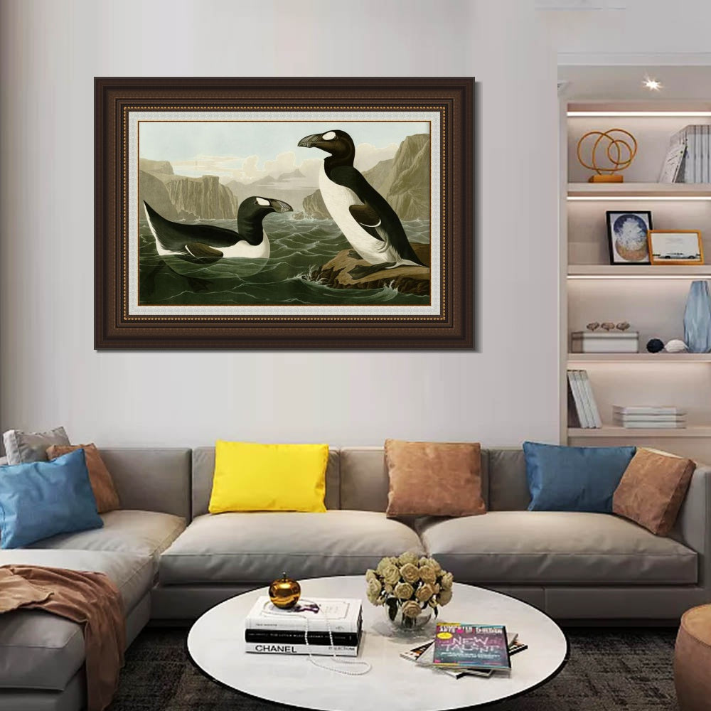 INVIN ART Framed Canvas Art Giclee Print Great Auk by John James Audubon  Home Office Wall Art Decorations
