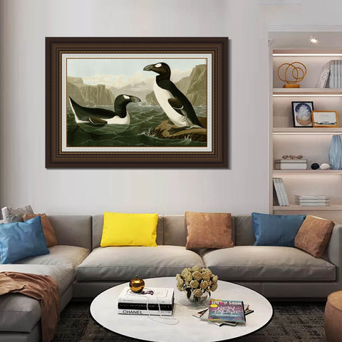 INVIN ART Framed Canvas Art Giclee Print Great Auk by John James Audubon Living Room Home Office Wall Art Decorations