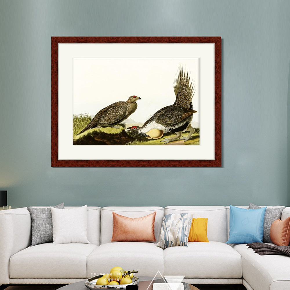 INVIN ART Framed Canvas Art Giclee Print Cock of The Plains by John James Audubon  Home Office Wall Art Decorations