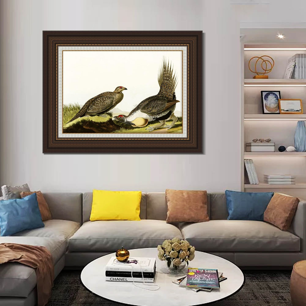 INVIN ART Framed Canvas Art Giclee Print Cock of The Plains by John James Audubon  Home Office Wall Art Decorations
