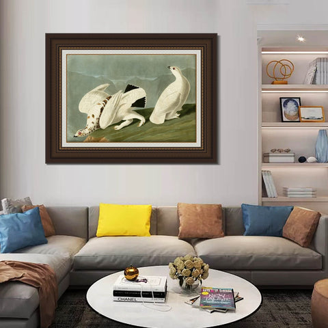 INVIN ART Framed Canvas Art Giclee Print White Tailed Grous by John James Audubon Living Room Home Office Wall Art Decorations
