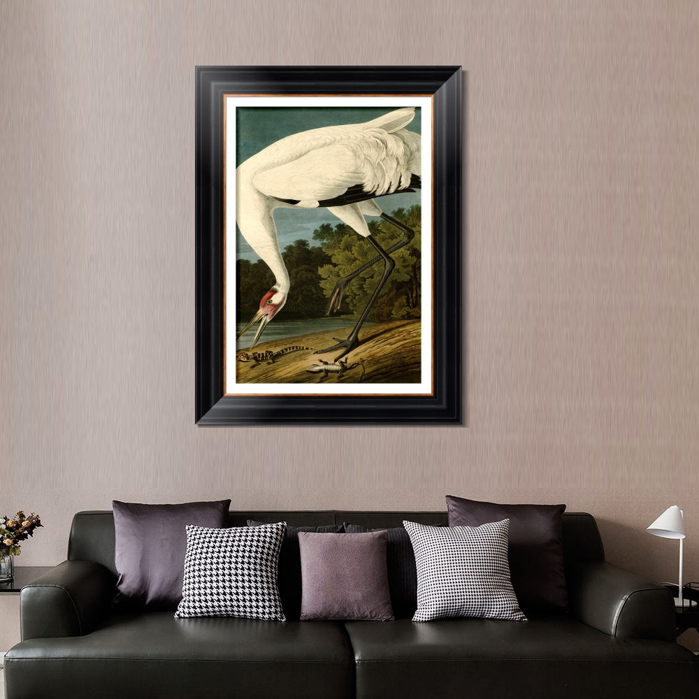 INVIN ART Framed Canvas Art Giclee Print Great White Heron#83 by John James Audubon  Home Office Wall Art Decorations