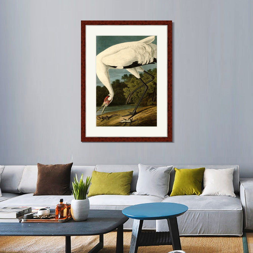 INVIN ART Framed Canvas Art Giclee Print Great White Heron#83 by John James Audubon  Home Office Wall Art Decorations
