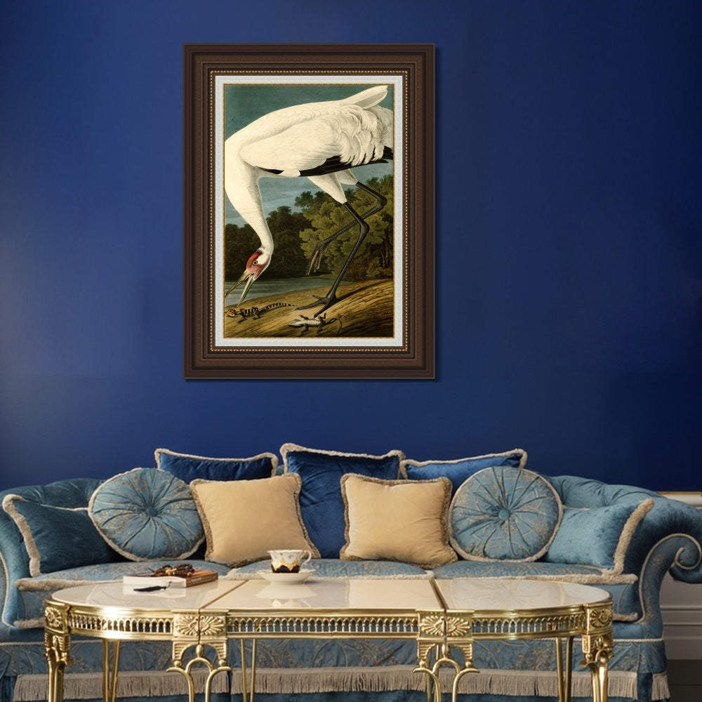 INVIN ART Framed Canvas Art Giclee Print Great White Heron#83 by John James Audubon  Home Office Wall Art Decorations