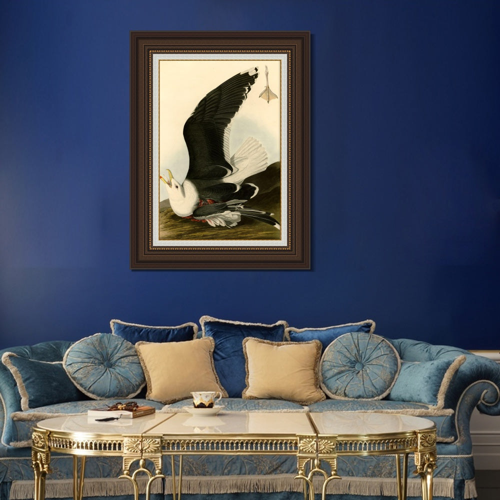 INVIN ART Framed Canvas Art Giclee Print Black Backed Gull by John James Audubon  Home Office Wall Art Decorations