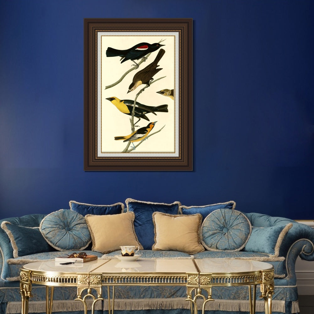 INVIN ART Framed Canvas Art Giclee Print Series#101 by John James Audubon  Home Office Wall Art Decorations