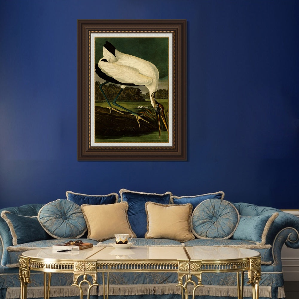 INVIN ART Framed Canvas Art Giclee Print Wood Ibis by John James Audubon  Home Office Wall Art Decorations