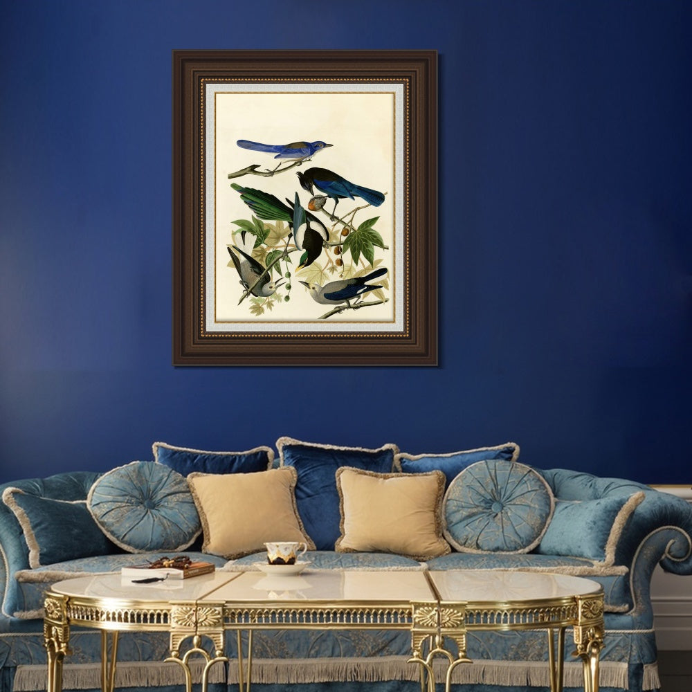 INVIN ART Framed Canvas Art Giclee Print Series#124 by John James Audubon  Home Office Wall Art Decorations