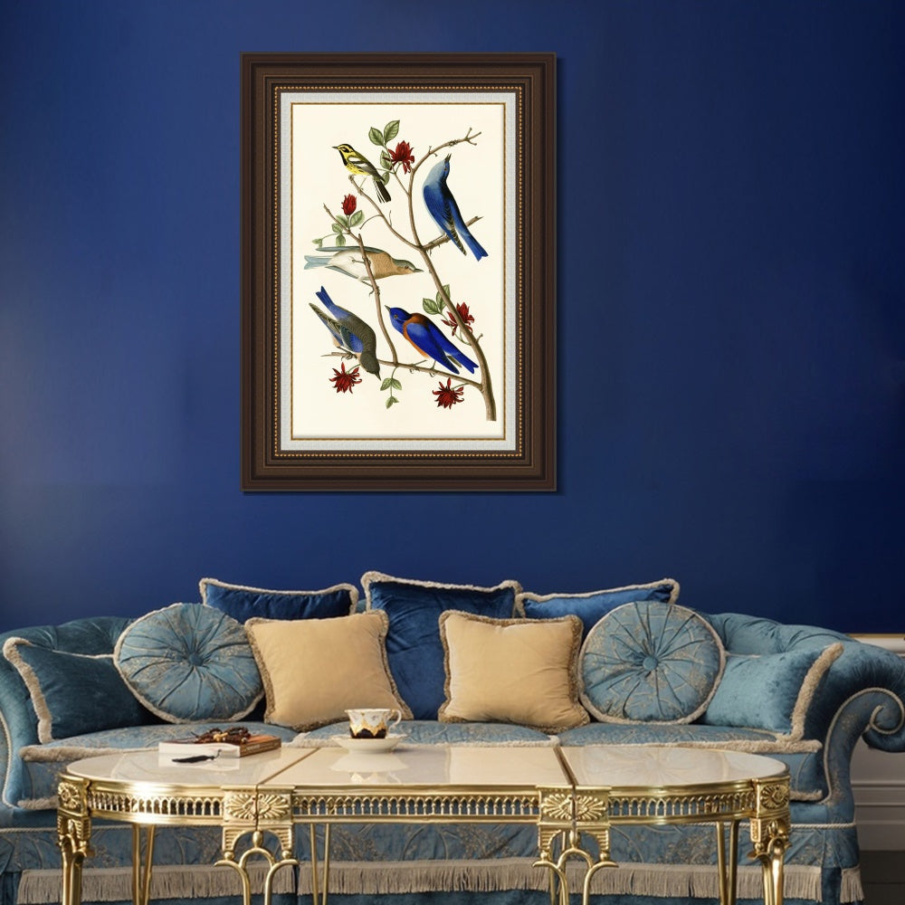 INVIN ART Framed Canvas Art Giclee Print Series#140 by John James Audubon  Home Office Wall Art Decorations