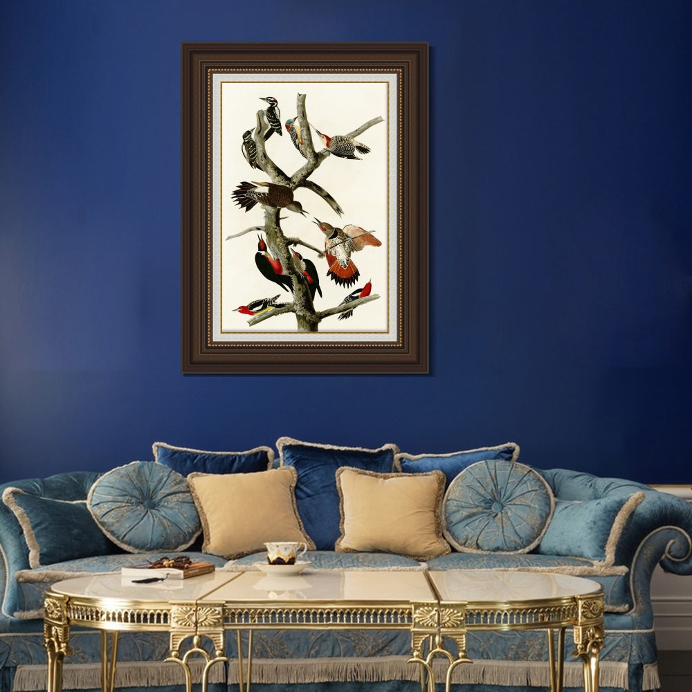 INVIN ART Framed Canvas Art Giclee Print Series#145 by John James Audubon  Home Office Wall Art Decorations