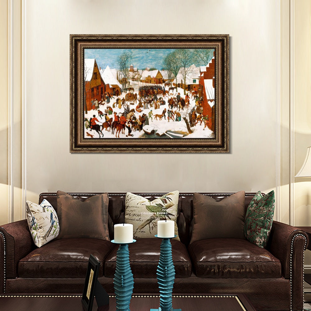 INVIN ART Framed Canvas Art Giclee Print The Adoration of the Lamb by Jan Van Eyck Wall Art