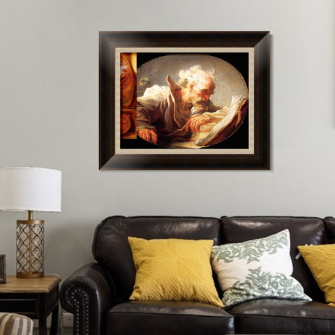 INVIN ART Framed Canvas Art Giclee Print Anagoria Philosopher by Jean Honore Fragonard Wall Art Living Room Home Office Decorations