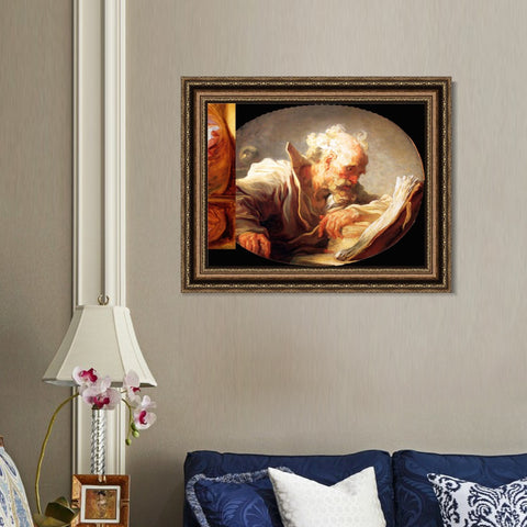 INVIN ART Framed Canvas Art Giclee Print Anagoria Philosopher by Jean Honore Fragonard Wall Art Living Room Home Office Decorations
