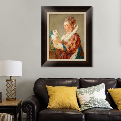 INVIN ART Framed Canvas Art Giclee Print A Woman with a Dog by Jean Honore Fragonard Wall Art Living Room Home Office Decorations