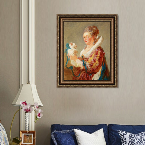 INVIN ART Framed Canvas Art Giclee Print A Woman with a Dog by Jean Honore Fragonard Wall Art Living Room Home Office Decorations