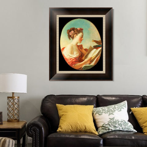 INVIN ART Framed Canvas Art Giclee Print Allegory of Vigilance by Jean Honore Fragonard Wall Art Living Room Home Office Decorations