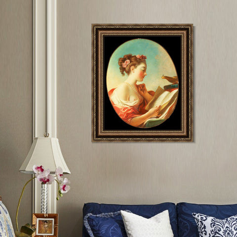 INVIN ART Framed Canvas Art Giclee Print Allegory of Vigilance by Jean Honore Fragonard Wall Art Living Room Home Office Decorations