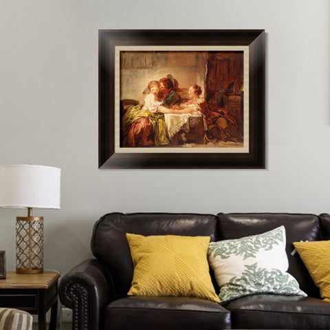 INVIN ART Framed Canvas Art Giclee Print Captured kiss by Jean Honore Fragonard Wall Art Living Room Home Office Decorations