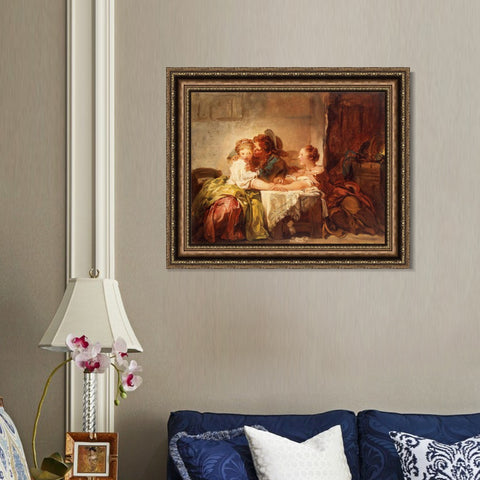 INVIN ART Framed Canvas Art Giclee Print Captured kiss by Jean Honore Fragonard Wall Art Living Room Home Office Decorations