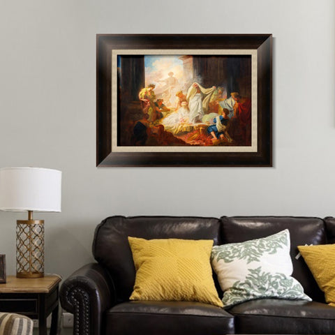 INVIN ART Framed Canvas Art Giclee Print Coricus and Calier by Jean Honore Fragonard Wall Art Living Room Home Office Decorations