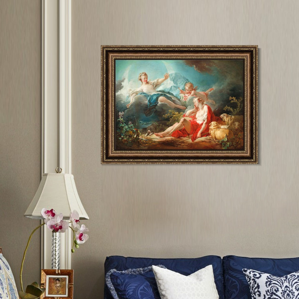 INVIN ART Framed Canvas Art Giclee Print Diana and Endymion by Jean Honore Fragonard Wall Art Living Room Home Office Decorations