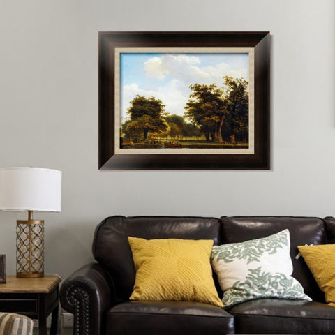 INVIN ART Framed Canvas Art Giclee Print ELEGANT GROUP DISEMBARKING IN A PARK by Jean Honore Fragonard Wall Art Living Room Home Office Decorations
