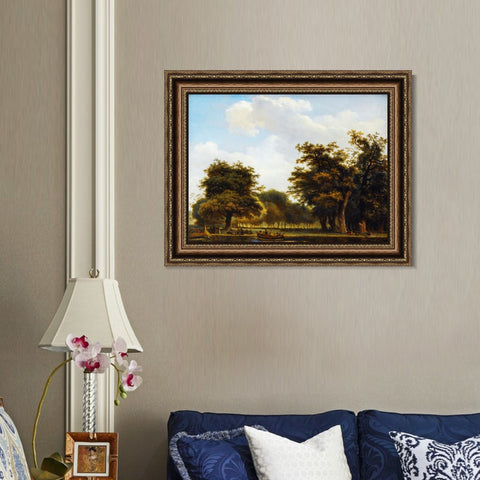 INVIN ART Framed Canvas Art Giclee Print ELEGANT GROUP DISEMBARKING IN A PARK by Jean Honore Fragonard Wall Art Living Room Home Office Decorations